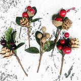 5Pcs/Set Christmas Santa Pinecone Branches Plastic Dried Flower Greeting Card