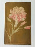 Vintage Postcard 1911 Carnation Flower with Gold Background Embossed