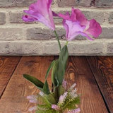 Vintage Cattleya Orchid  W/O pot Silk Flowers Plants FUSCHIA
