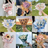 Handmade Crochet Flower Bouquet, Home Decor Gift, Knitted Wool Yarn Roses, Wool Flower Bouquet, Crochet Flower Bouquet, Crochet Gifts