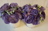 Silk  Floral Arrangements W/Lights In Decorative Wht Vase Set/2 Ranunculus