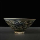Chinese Blue and White Porcelain Qing Peony Flower Design Bowl 4.72 inch