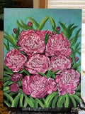 "Pink Peonies??? Acrylic on canvas hand painted Original 16x20 Landscape Flowers