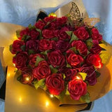 Light Up Bouquet, Red Burgundy Eternal Rose Bouquet, Ever Lasting Roses, 30 Rose Bouquet, Ramo Buchon, Romantic Bouquet, Flashing Bouquet