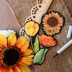 Set of 3 Vinyl Flower stickers | Journal Flower Art | Craft and Scrapbook Stickers | Crafting supplies