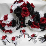 Wedding Bridal Bouquets Your Colors 18 pcs Package  Apple Red Black White Roses Toss Bridesmaids  Boutonniere Corsages New