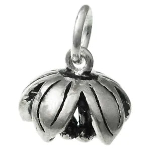 925 Sterling Silver Peony Lotus Flower Dangle Charm Pendant