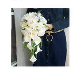 Luxury Bridal Silk Peony Hydrangea Flower Calla Lili Fern Wedding Bouquet