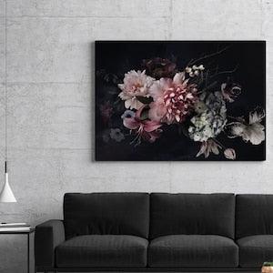 Photo of blooming peonies and lily flowers Canvas Print, Botanical print, Modern Wall Decor, FOR SELF ASSEMBLY