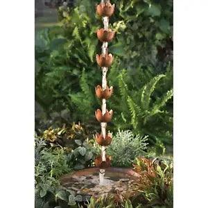 Ancient Graffiti Lily Rain Chain, Browned Copper Finish