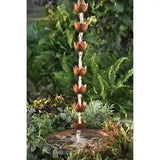 Ancient Graffiti Lily Rain Chain, Browned Copper Finish