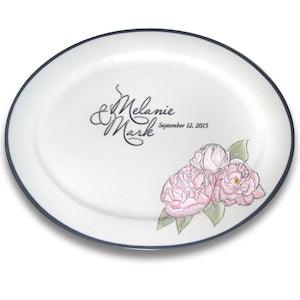 Painted Peonies Wedding Signature Platter / Guest Book Alternative