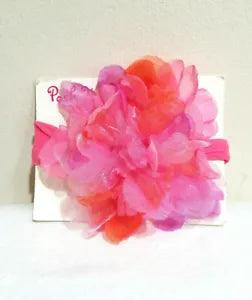 Kids Kapers Girls Organza Peony Flower Pink Orange & Lavender Headband Fancy