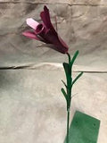 Recycled Hand Made All steel welded Burgandy Lilly flower garden stake yard art
