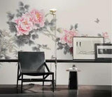 3D Pink Peony Flower ZHUA14230 Wallpaper Wall Murals Removable Self-adhesive Amy