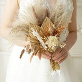 Golden Palm spear & Rust Orange/Pampas Grass wedding bouquet Dried Bridal bouquet/Dry Flower bouquet, Rustic Boho Brides,Bridesmaid bouquet