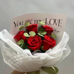 crochet flower,knitted bouquet,fake flower,handmade craft,anniversary gift,home decoration,never die flower,gift for her,romantic bunch,