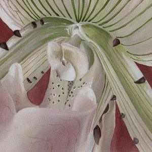 Orchid Painting - Orchid Macro, Flower Painting, Botanical Painting, Pink Orchid, Small Painting, Painting Gift, Painting on Canvas