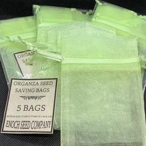 Organza Seed Saving Bags [LIME GREEN], 3" Square, Pk of 5 [Herb drying, seed drying, flower drying, gifting bags, accent bags, storage bags]