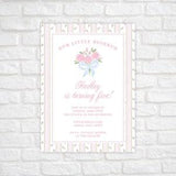 Floral Birthday Invitation Editable, Baby Girl First Birthday Invitation Template, Rose Bouquet Birthday Invitation Kids, Grandmillennial