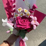 Finished Stay Ahead of Trends with a Stylish Crochet Bouquet - Fashionable Pink Roses and Tulips
