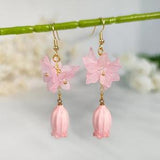 Lily of The Valley Resin flower  Earrings | Handmade Acrylic Flower Bouquet  Jewelry | Pink Flower Earrings For Women