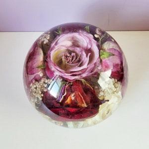 DEPOSIT ONLY. Wedding Flowers Bouquet Preserved in Resin 6"Sphere Globe Shape.Gift. Home Decor. Birthday/Bridal/Memorial Flowers.Keepsake