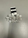 New LeLe Sadoughi Small Crystal Lily Post Earrings White