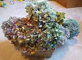 9 Dried Hydrangea Flowers Blue, Purple  & Green, 5