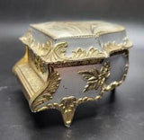 Music Box Co Works Jewlery Box Gold Piano Ornate Lily Flowers Sankyo Japan