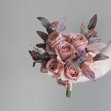 Dusty Pink and Mauve Bridal Bouquet, Classic Wedding Rose Bouquet, Small Elopement Arrangement,  Design in Rose