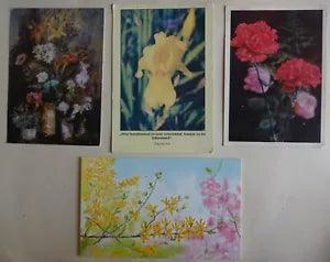 4 postcards of the USSR,Israel,Hungary.1970s,1995,2020.Flowers.Carnation,Iris