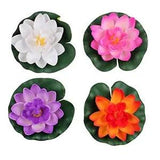 Pack of 4 Floating Artificial Water Lily Lotus Foam Flower Aquarium Pond Decor