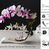 Fake Flower Ceramic Vase Ornament Phalaenopsis Figurine Home Furnishing Decoration Craft Butterfly Orchid Artificial Flowers Set