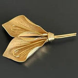 Vintage 12K Yellow Gold Filled 3D Calla Lily Flower Plant Ladies Brooch Pin