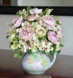 Vintage Victorian Marie Apple Signed Cider Pitcher Silk Pink Arrangement