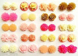 ?Pink Flower Earrings Clip On Studs Posts Vintage Rose Bridesmaids Girls Cute Ear