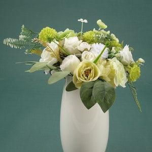 24PCS Artificial Silk Flower Head + 15PCS Artificial Greenery Filler For DIY Floral Arrangement Wedding Toss Bouquets Making Combo Set