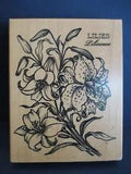 NEW LISTINGPSX BOTANICAL LILIES FLORAL RUBBER STAMP WOOD MOUNTED