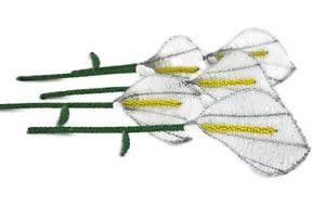 White Lily Beaded flower, with green sterm and yellow heart. African Art giftset