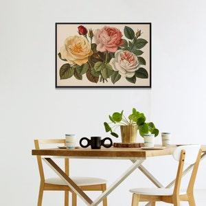 Vintage Rose Bouquet Collection- Soft Colors, Very Unique Vintage Botanical Wall Art for her on Mother's Day - Flowers without allergies!!