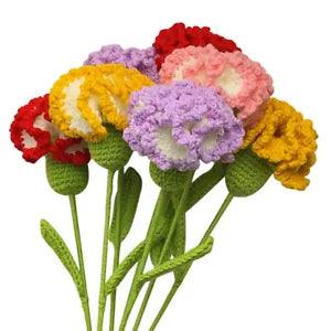 Handmade Crochet Knitted Carnation Flower Bouquet Home Decor Artificial Flowers
