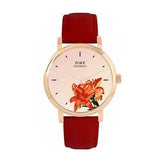Toff London TLWS-46312 Ladies Orange Lilies Flower Watch