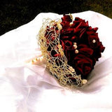 Wedding, satin bouquet with jewellery