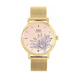 Toff London TLWS-17579 Ladies Purple Water Lilies Flower Watch