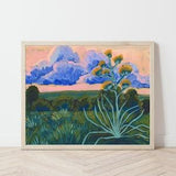 Sunset Century Plant Print | Western Texas Travel Poster | Colorful Botanical Landscape | Austin Southwestern | Vintage Nature Wall Decor
