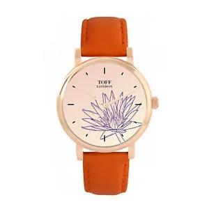 Toff London TLWS-52234 Ladies Purple Water Lilies Flower Watch