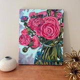 Ranunculus Bouquet - Pink Floral Acrylic Painting on Canvas 16x20