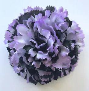 3.5" Lavender Purple & Black Carnation Artificial Silk Flower Hair Clip Wedding