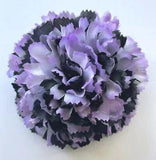 3.5" Lavender Purple & Black Carnation Artificial Silk Flower Hair Clip Wedding